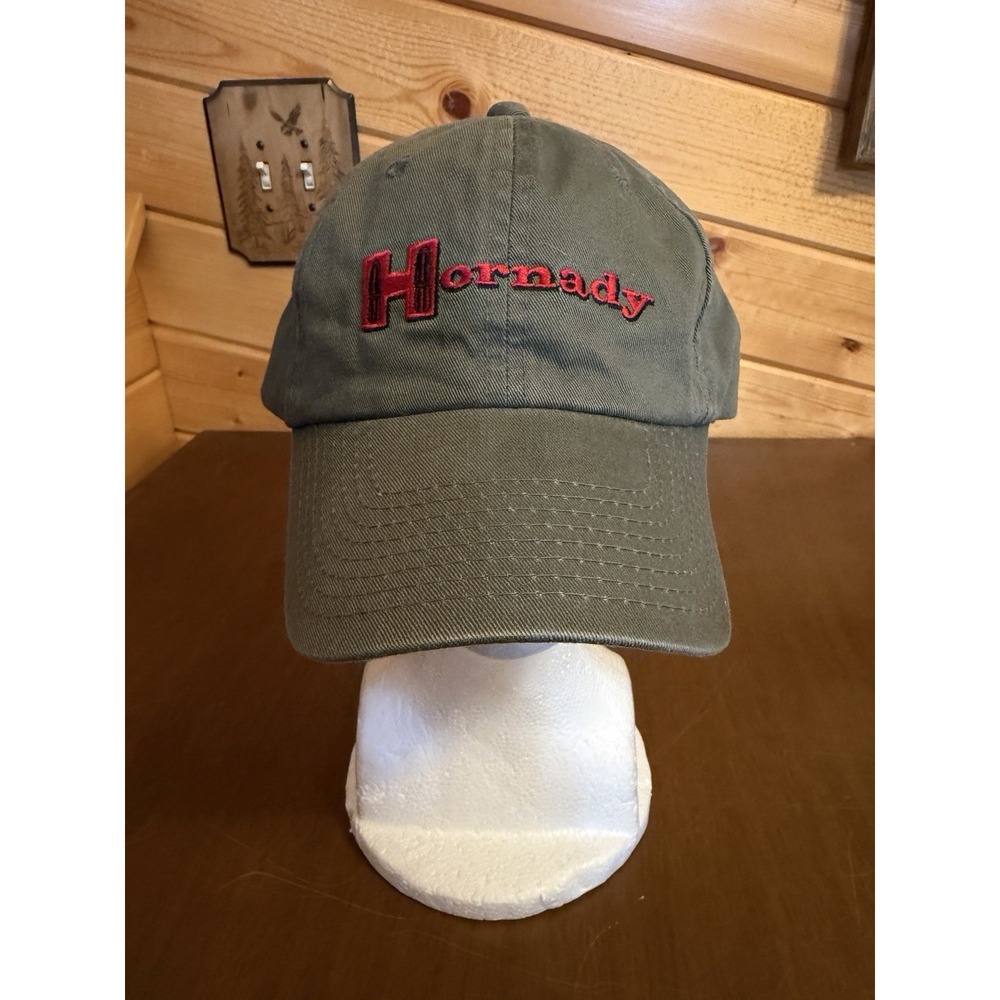 Hornady Hat Cap Strap Back Mens One Size Green Twill Hunting Embroidered Logo